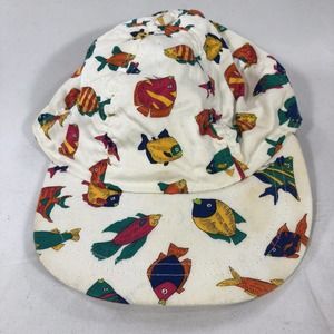 DAVID BROOKS ALL OVER PRINT HAT CAP FISH FISHES SCRUNCH BACK STRETCH AOP WOMENS